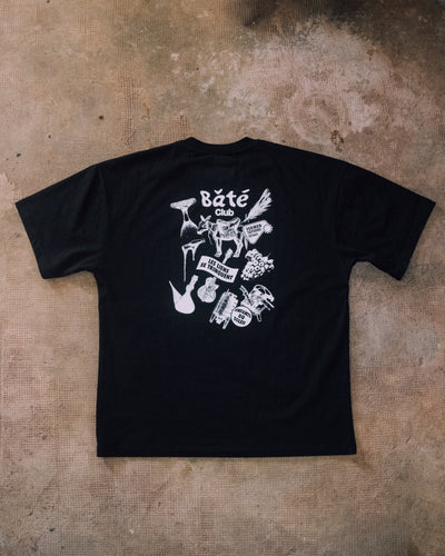 T-shirt Bâté Club oversize noir - Unisexe